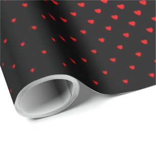 Papier Cadeau Motif du coeur de demi-teinte noir et rouge