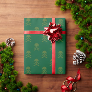 Papier Cadeau Motif du crâne vert de Noël
