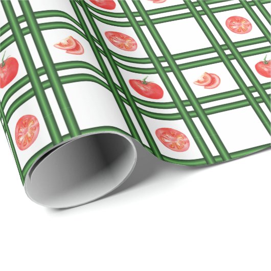Papier Cadeau Motif du jardinier de tomates fraîches (Coin rond)