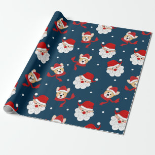 Papier Cadeau Motif du Père Noël et du Corgi