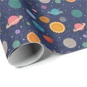 Papier Cadeau Motif du système solaire (Coin rond)