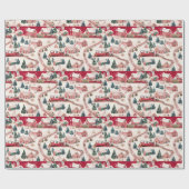 Papier Cadeau Motif du train de Noël en carrelage de fête (Plat)