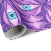 Papier Cadeau Motif d'yeux pourpre étrange (Coin rond)