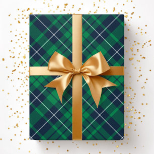 Papier Cadeau Motif élégant à carreaux verts