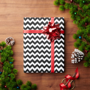 Papier Cadeau Motif élégant chevron rayé noir et blanc