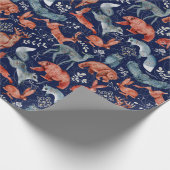 Papier Cadeau Motif Élégant d'Animaux de la Forêt Sauvage sur Fo (Coin)
