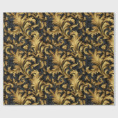 Papier Cadeau Motif élégant de classe noire et or (Plat)
