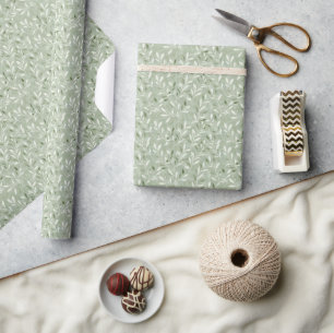 Papier Cadeau Motif élégant de feuilles d'olive