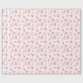 Papier Cadeau Motif élégant de fleur de magnolia rose à l'aquare (Plat)