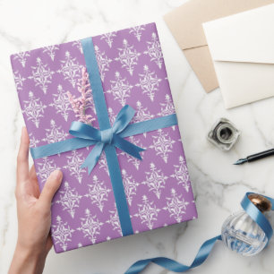 Papier Cadeau Motif élégant en damas blanc sur couleur