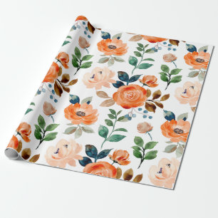 Papier Cadeau Motif élégant et sans couture de fleurs à l'aquare