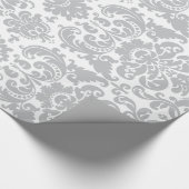Papier Cadeau Motif élégant gris et blanc de damassé (Coin)