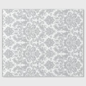 Papier Cadeau Motif élégant gris et blanc de damassé (Plat)