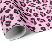 Papier Cadeau Motif élégant léopard rose (Coin rond)