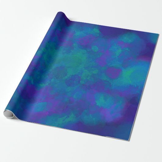Papier Cadeau Motif élégant pourpre d'aquarelle de vert bleu (Déroulé)