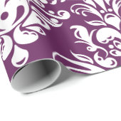 Papier Cadeau Motif élégant pourpre et blanc chaud de damassé (Coin rond)