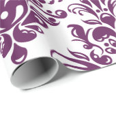 Papier Cadeau Motif élégant pourpre et blanc chaud de damassé (Coin rond)