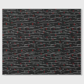 Papier Cadeau Motif élégant Red Grey Hearts and Strippes (Plat)