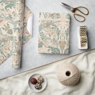 Papier Cadeau Motif Élégant Vintage Nouveauté Floral Oiseaux