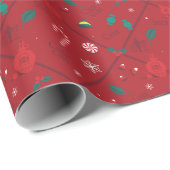Papier Cadeau Motif Elf Candy Checker (Coin rond)