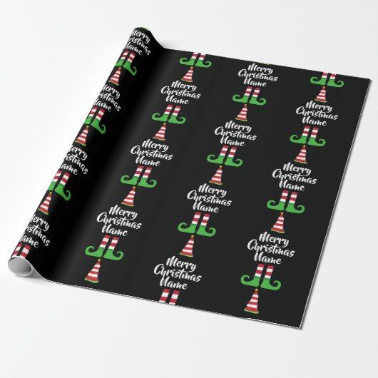 Papier Cadeau Motif Elf personnalisé Enveloppement de Noël perso (Déroulé)