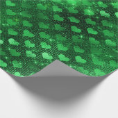 Papier Cadeau Motif Emerald Green Glam Hearts (Coin)