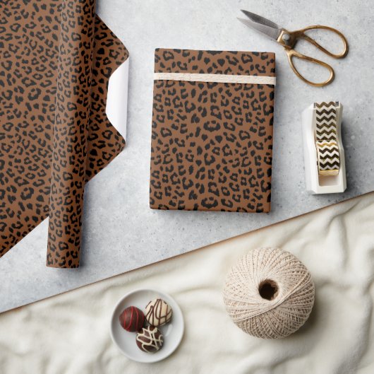 Papier Cadeau Motif Empreinte de léopard noir et Brown (Artisanat)