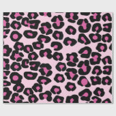 Papier Cadeau Motif Empreinte de léopard rose et noir (Plat)