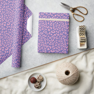 Papier Cadeau Motif Empreinte de léopard rose et violet