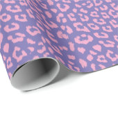 Papier Cadeau Motif Empreinte de léopard rose et violet (Coin rond)