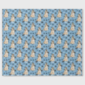Papier Cadeau Motif Empreinte de patte afghan Hound en bleu (Plat)