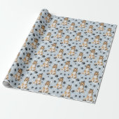 Papier Cadeau Motif Empreinte de patte Collie Dog (Déroulé)