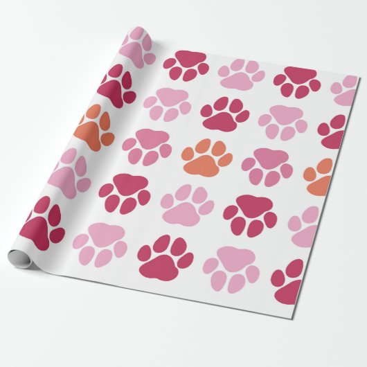 Papier Cadeau Motif Empreinte de patte coloré (Déroulé)