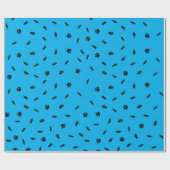 Papier Cadeau Motif Empreinte de patte Confetti noir personnalis (Plat)