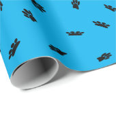 Papier Cadeau Motif Empreinte de patte Confetti noir personnalis (Coin rond)