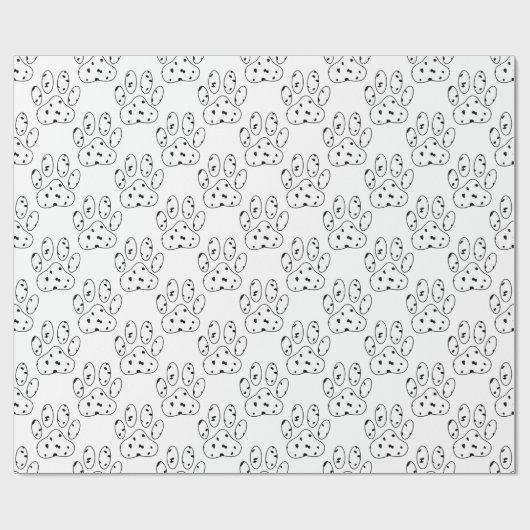 Papier Cadeau Motif Empreinte de patte dalmate (Plat)