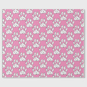 Papier Cadeau Motif Empreinte de patte dalmate rose (Plat)