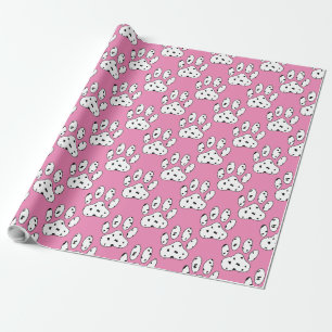 Papier Cadeau Motif Empreinte de patte dalmate rose