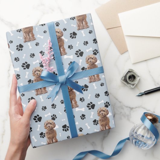 Papier Cadeau Motif Empreinte de patte de chien Cockapoo sur Sil (Cadeaux)