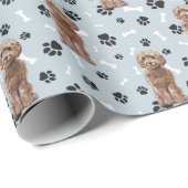 Papier Cadeau Motif Empreinte de patte de chien Cockapoo sur Sil (Coin rond)
