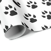 Papier Cadeau Motif Empreinte de patte de chien noir et blanc (Coin rond)