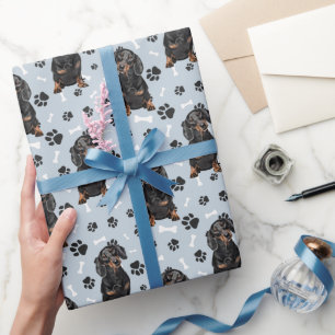Papier Cadeau Motif Empreinte de patte du chien Tan noir Dachshu