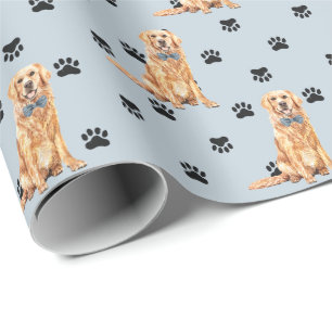 Papier Cadeau Motif Empreinte de patte Golden Retriever Dog sur 