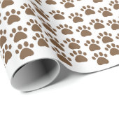 Papier Cadeau Motif Empreinte de Patte Marron - Conception Adora (Coin rond)