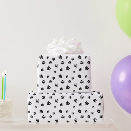 Papier Cadeau Motif Empreinte de patte noir (Cadeaux de fête)
