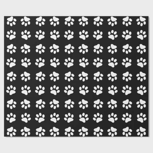 Papier Cadeau Motif Empreinte de patte noir et blanc moderne (Plat)