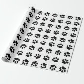 Papier Cadeau Motif Empreinte de patte noir et blanc moderne 2 (Déroulé)