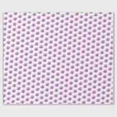 Papier Cadeau Motif Empreinte de patte violet (Plat)