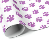 Papier Cadeau Motif Empreinte de patte violet (Coin rond)