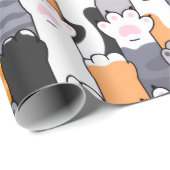 Papier Cadeau Motif Empreintes de Chat (Coin rond)